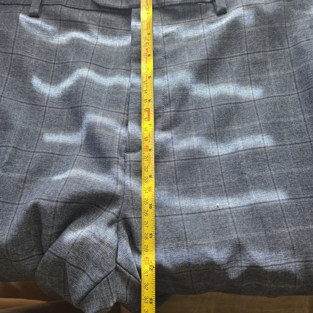 Banana Republic Tailored Fit Dress‎ Pants Mens 35x30 Blue Plaid Windowpane...